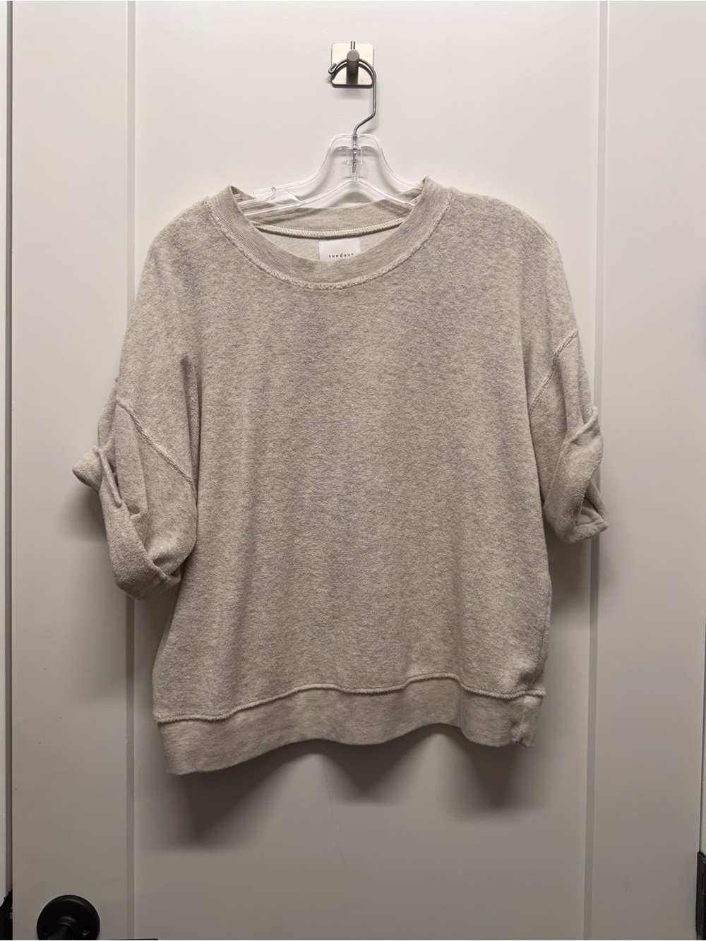 SUNDAYS Relaxed Cream Short-Sleeve Sweater